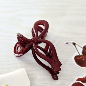 Bow hair claw burgundy